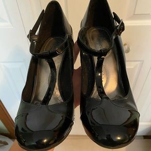 SOLD Dress shoes rockabilly style black patent & matte two tone